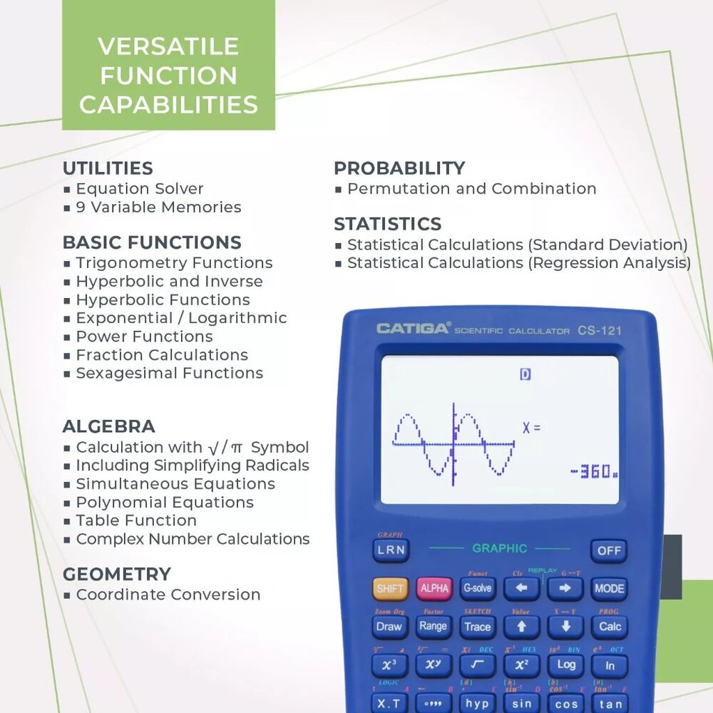 **NEW**  CATIGA Scientific Calculator With Graphic Functions - Blue CS-121 - Picture 4 of 7